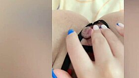 skinny petite girl fingers her tight pussy to orgasm right after college