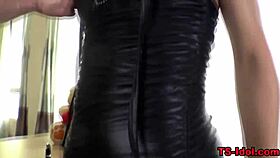 Asian ladyboy in lingerie gets jizz soaked during bareback gay fuck.