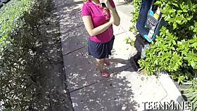 babe courtney loxx gives blowjob for cash in pov doggystyle