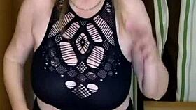 Busty milf Mariaold gives a titty fuck with her big natural tits