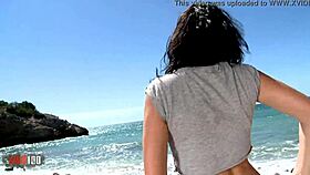 Mya Lorenn's passionate beach striptease