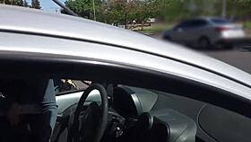 latina wife feels excitement masturbating stranger in public car while husband films deepthroat