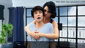 Touching stepmom's huge boobs.