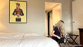 A shy latina maid in a british hotel gets doggystyled by a guest.