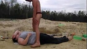 young wife moans as she gets fucked and creampied in public