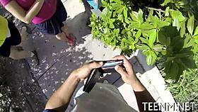 babe courtney loxx gives blowjob for cash in pov doggystyle