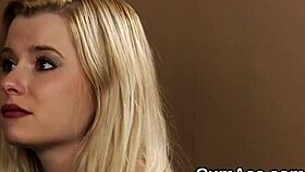 Spicy Bombshell Receives Cumshot On Face Gulping Ejaculate