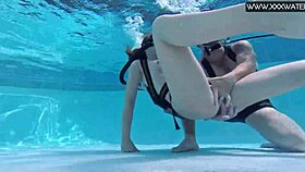 manga girl in bikini fingered and blown by big cock underwater in the pool.