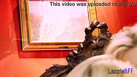 Two blondes licking pussy with toys