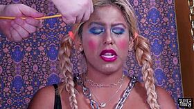 Teen 18+ Sub Gags On Cock With Feet Fetish And Facial Cumshot!