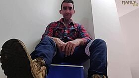 Step gay dad feels down, but his feet fetish brings comfort.