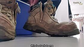 Step gay dad feels down, but his feet fetish brings comfort.