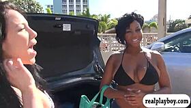 Sexy women in public flashing their tits for cash on camera