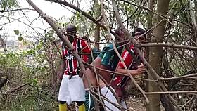 Chubby Men Engage in Intense Gay Sex, Big Cocks Assfucking Bareback in the Woods with Passionate Action