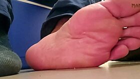 Step gay dad feels down, but his feet fetish brings comfort.