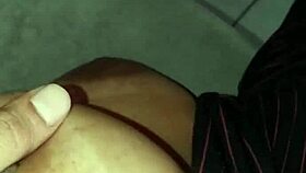 Brunette falls asleep on lap, I secretly film her big natural tits