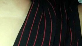 Brunette falls asleep on lap, I secretly film her big natural tits