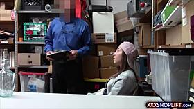 Petite teen shoplifter fucks security guard to avoid arrest.