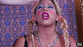 Teen 18+ Sub Gags On Cock With Feet Fetish And Facial Cumshot!