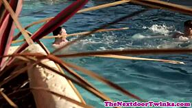 Twinks skinnydipping, fucking and sucking wildly