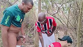 Chubby Men Engage in Intense Gay Sex, Big Cocks Assfucking Bareback in the Woods with Passionate Action
