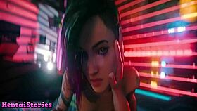 Does the teen in cartoon hentai let the man use her body during game play?