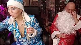 بابا نويل ينيك سيدة الثلج بقوة في حفلة عيد ميلاد عنيفة