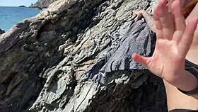 Hot brunette getting fucked by a stranger on the beach, so wild!