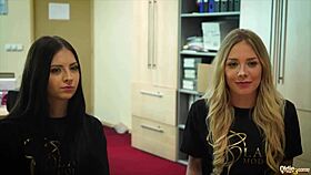 blonde and brunette young sharing old mans cock deepthroat and pussy fucked