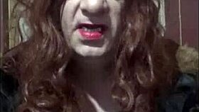 Shy crossdresser masturbates with machine at home