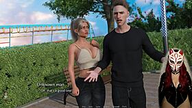 Gamer Girl with Big Tits Plays Porn Game in Public Latex Outfit