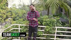 Teen Hottie Flirts with Big Black Stud While Trying On New Outfits