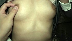 Tinder date with cute short-haired Japanese girl in hotel