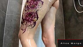 jump on big dildo in shower for homemade orgasm