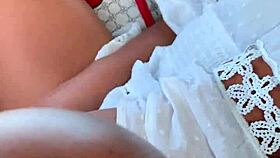 Amateur fingers herself in moving car outdoors 😏