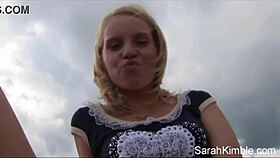 SWEET SARAH KIMBLE SHOW PUSSY CLOSEUP AT BEACH POV