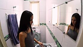 behind the scenes of porn with brunette slut gettin' anal assfuckin' and facial cumshot