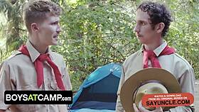 Boys at camp: Kinky wanderer caught masturbating, troop master teaches lesson 😈
