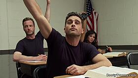 Shemale student dominates in police academy with anal assfucking