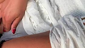 Amateur fingers herself in moving car outdoors 😏