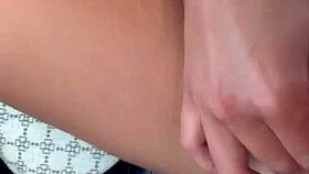 Amateur fingers herself in moving car outdoors 😏