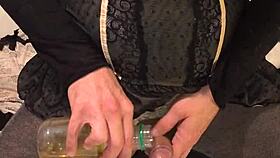 golden shower flows in a dirty old drunk scene