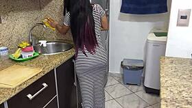 mi hijastra’s sexy dress while cleaning kitchen tho 😍