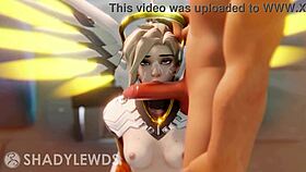 Mercy's mouth gets fucked in this 3d hentai cartoon game scene 😏