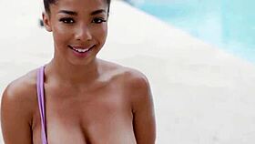 Shiny Oily Black Pussy Drilled by Pool