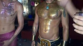 Blonde amateurs in carnival warm-up with anal creampie and blowjob