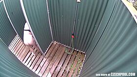 Blonde MILF Nude In Public Pool Unaware Of Spy Camera