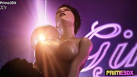 I fuck the curvy anime babe with big tits and big cock in the prime3dx fantasy strip club interracial animation