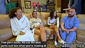 I-I give Channy Crossfire multiple orgasms with the Hitachi wand, strapped to the surgical table, moaning loudly, pussy wet.