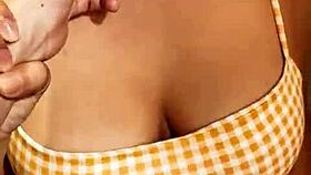 The seller sneaks behind the fitting room and shoves his big cock into the Arab babe's pussy in the clothes store.